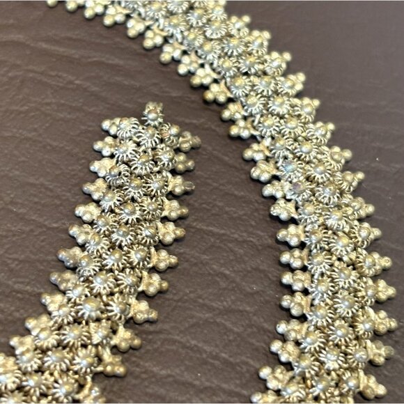 ORNATE FILIGREE VTG Untested Silver Boho Ethnic Necklace Bracelet Needs Clasp - Picture 4 of 10